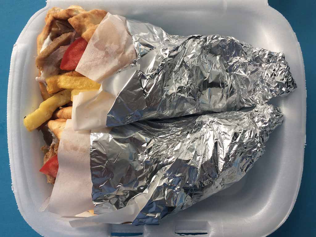 Takeaway gyros from the Rainbow Taverna